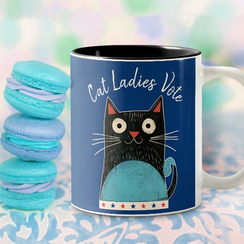 Cat Ladies Vote Script Feminist Rustic Cute Bold Two_Tone Coffee Mug