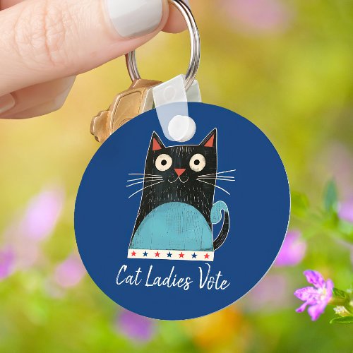 Cat Ladies Vote Script Rustic Cute Bold Election Keychain