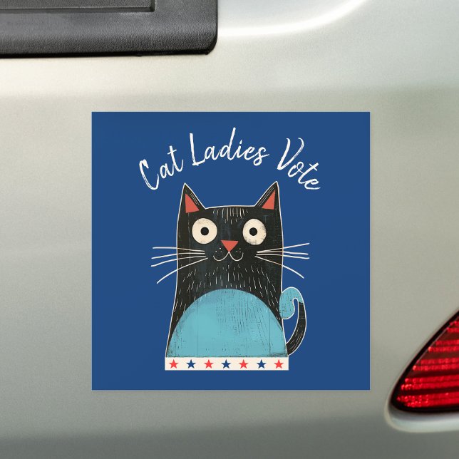 Cat Ladies Vote Script Rustic Feminist Cute Bold Car Magnet (Creator Uploaded)