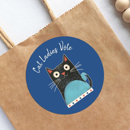 Cat Ladies Vote Script Rustic Feminist Cute Bold Classic Round Sticker