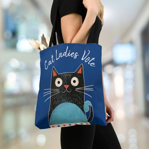 Cat Ladies Vote Script Rustic Feminist Cute Bold Tote Bag