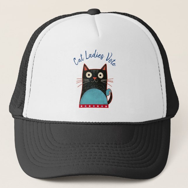 Cat Ladies Vote Script Rustic Feminist Funny Cute Trucker Hat (Front)