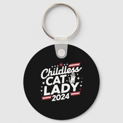 Cat Lady 2024 Funny Political Elections Democrat  Keychain