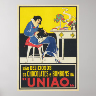 Cat Lady, Black Cat Art, Colorful Vintage Art Poster