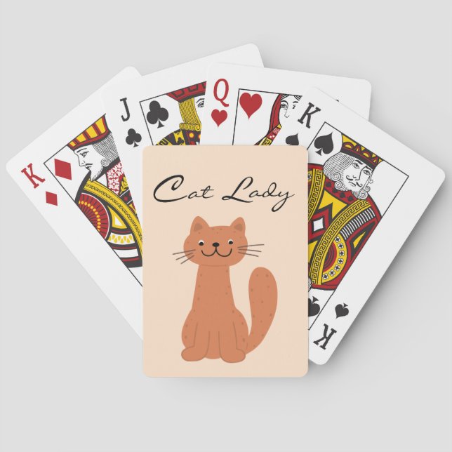 Cat Lady Boho Design Minimalistic Typography Poker Cards (Back)