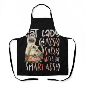 Cat Lady Classy Sassy And A Bit Smart Assy Floral Apron
