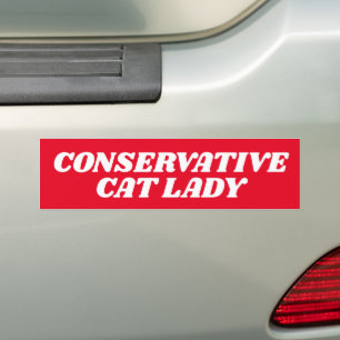CAT LADY CONSERVATIVE FOR TRUMP BUMPER STICKER