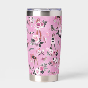 CAT LADY FLORAL Hot Pink Insulated Tumbler