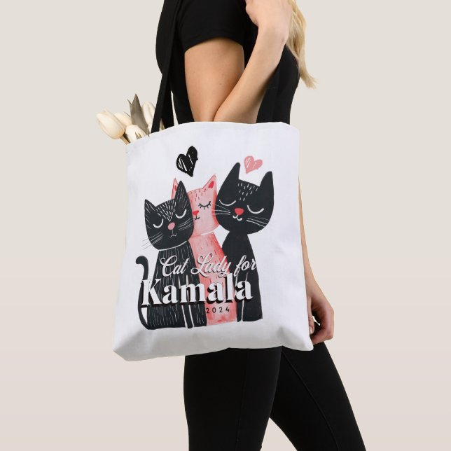 Cat Lady for Kamala Harris 2024 Tote Bag (Close Up)