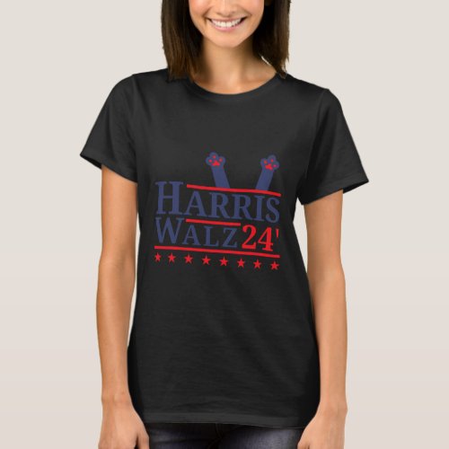 Cat Lady For Kamala Harris Tim Walz 2024 Election  T_Shirt