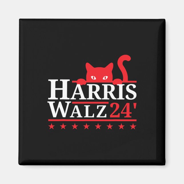 Cat Lady For Kamala Harris Tim Walz Vp 2024  Magnet (Front)