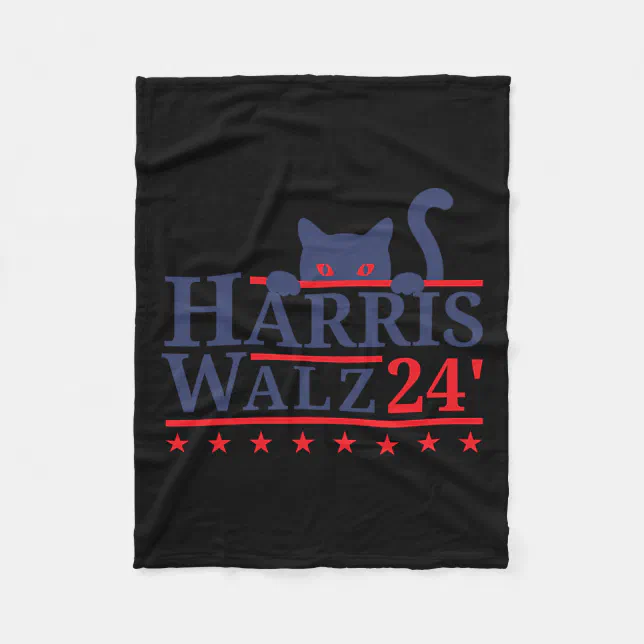 Cat Lady For Kamala Harris Tim WAlzheimer 2024 Fleece Blanket Zazzle