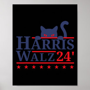 Cat Lady For Kamala Harris Tim WAlzheimer 2024 Poster