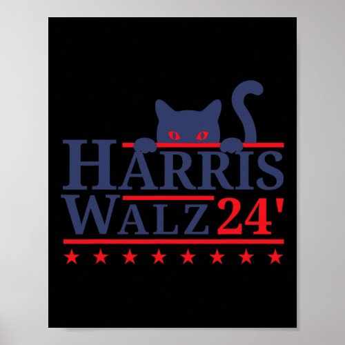 Cat Lady For Kamala Harris Tim WAlzheimer 2024  Poster