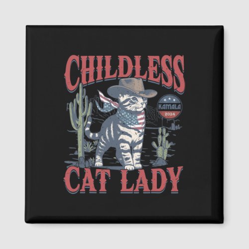 Cat Lady For Kamala President Harris 2024 Funny Ca Magnet