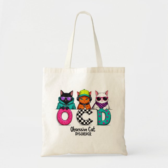 Cat Lady Gift - Obsessive Cat Disorder Tote Bag (Front)
