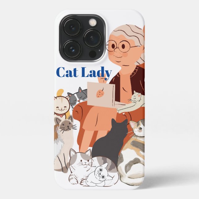Cat Lady II iPhone 13 Pro Slim Fit Case, Glossy Case (Back)