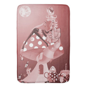 Cat lady in Moonlight  Bath Mat