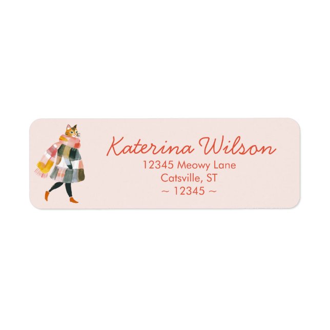 Cat Lady in Scarf Return Address Label (Front)