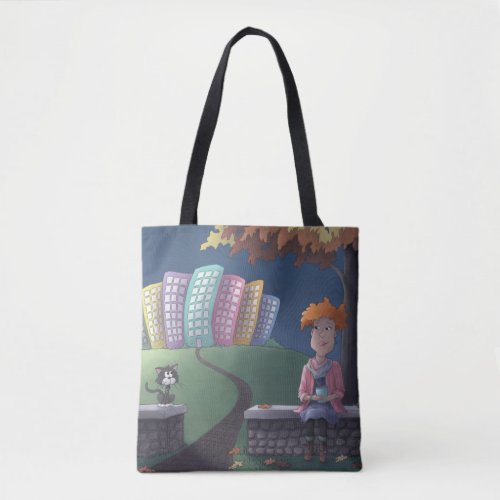 Cat Lady in the park Tote Bag