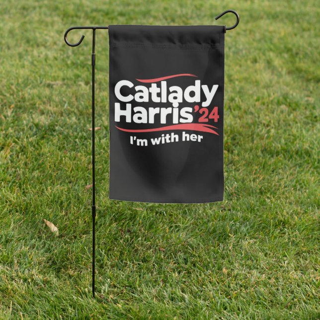 Cat Lady Kamala Harris 2024 I'm With Her Garden Flag (In SItu)