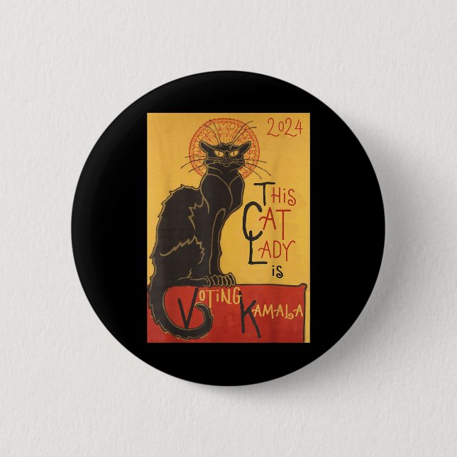Cat Lady Kamala Le Chat Noir Funny Ballot Button (Front)