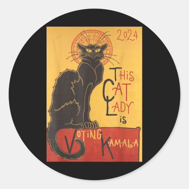 Cat Lady Kamala Le Chat Noir Funny Ballot Classic Round Sticker (Front)