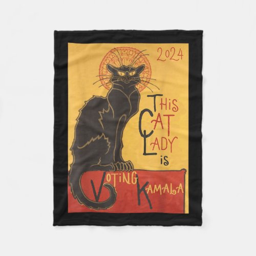 Cat Lady Kamala Le Chat Noir Funny Ballot Fleece Blanket