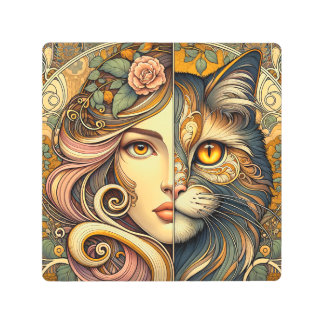 Cat Lady Metal Print