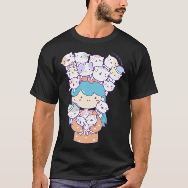 Cat Lady Ms Blueberry  Monkimonk Cat Fan Cat Woman T-Shirt (Front)