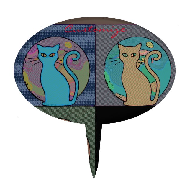 Cat Lady Multi Cats Sitting Thunder_Cove Cake Topper (Front)