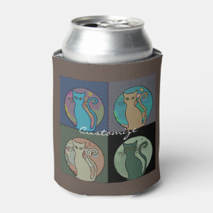 Cat Lady Multi Cats Sitting Thunder_Cove Can Cooler