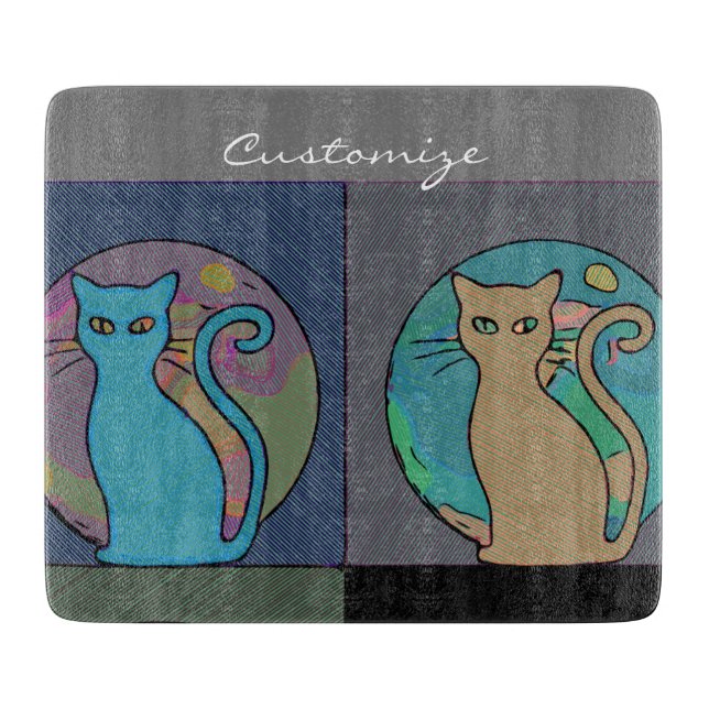 Cat Lady Multi Cats Sitting Thunder_Cove Cutting Board (Front)
