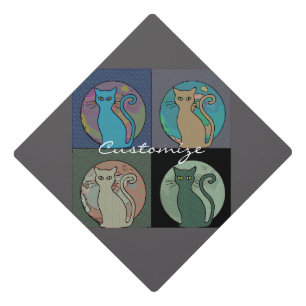 Cat Lady Multi Cats Sitting Thunder_Cove Graduation Cap Topper