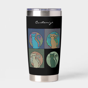 Cat Lady Multi Cats Sitting Thunder_Cove Insulated Tumbler