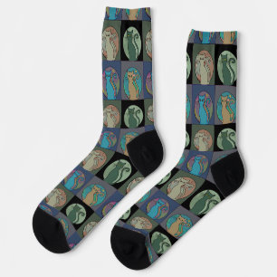 Cat Lady Multi Cats Sitting Thunder_Cove Socks