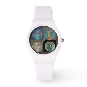 Cat Lady Multi Cats Sitting Thunder_Cove Watch