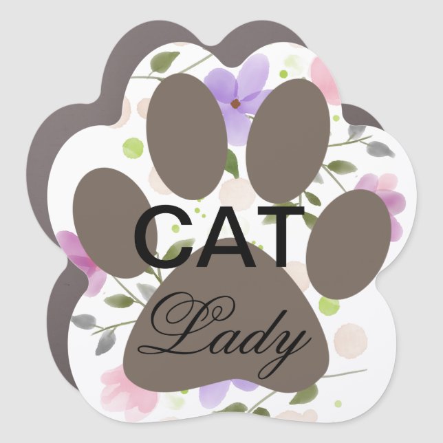 CAT Lady Paw print car magnet (Front)