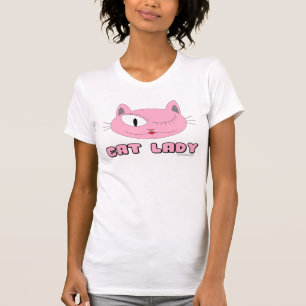 CAT LADY Pink Cat Face Cat Lover T-Shirt