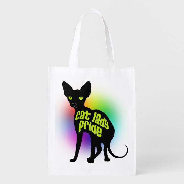 Cat Lady Pride Reusable Grocery Bag (Front)