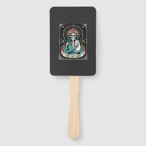 Cat Lady Skeleton Tarot Floral Gothic Hand Fan
