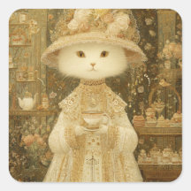 Cat Lady Snow – Victorian Cat with Teacup