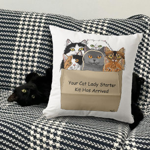 Cat Lady Starter Kit Throw Pillow