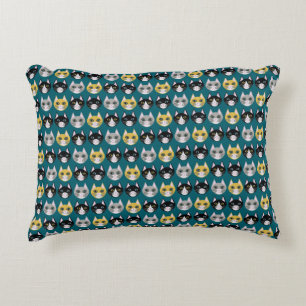 Cat lady teal accent pillow