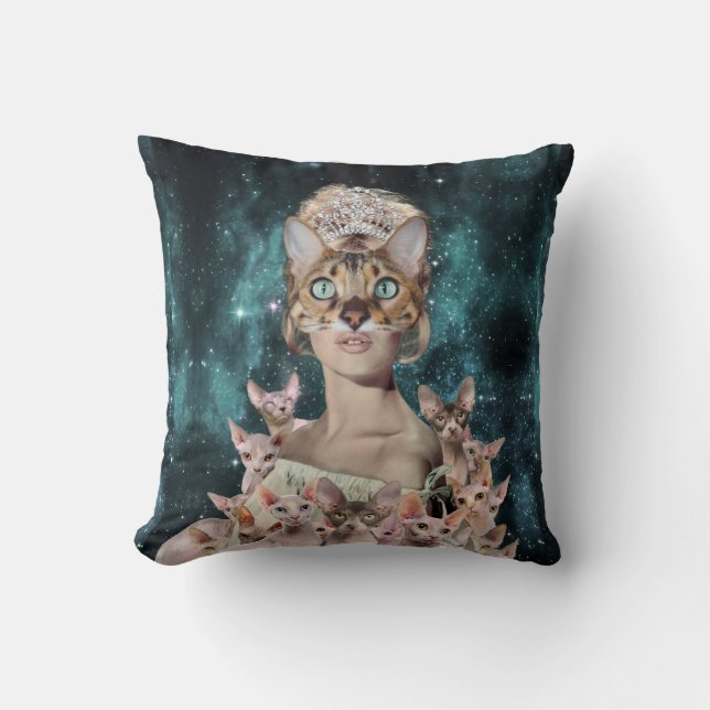 Cat Lady Throw Pillow (Front)
