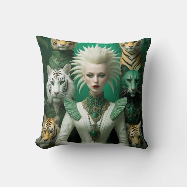 Cat Lady Throw Pillow (Front)