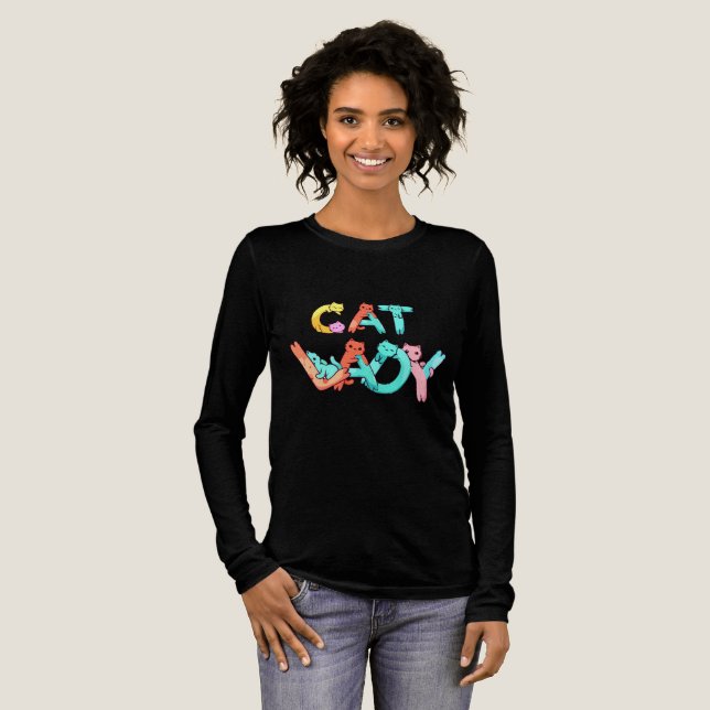 cat lady  Tri-Blend shirt (Full Front)