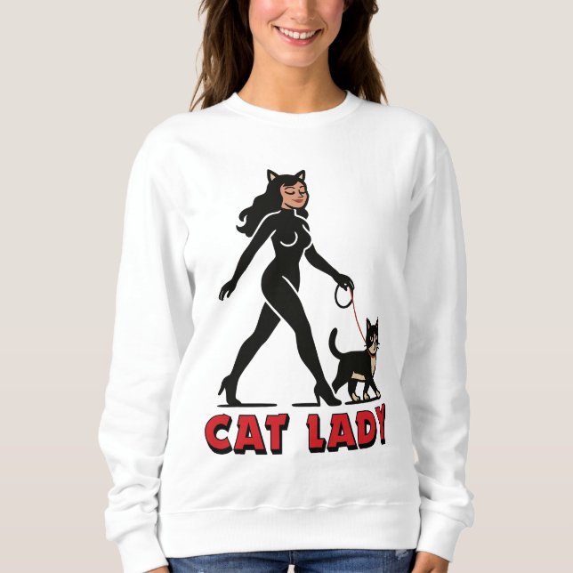 Cat Lady - Tuxedo Cats Lover - Comic Art Graphic Sweatshirt (Front)