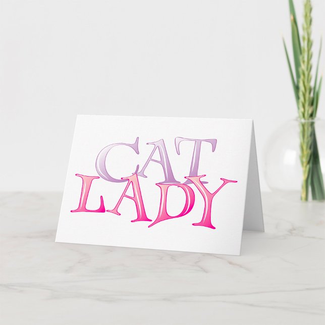 Cat Lady Typography Pink Purple Card (Creator Uploaded)