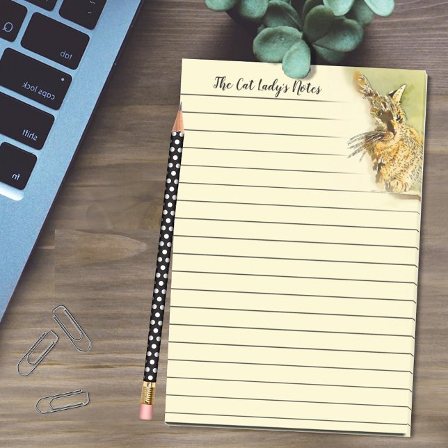 Cat Lady Watercolor Kitty Whiskers Personalized Post-it Notes (Creator Uploaded)